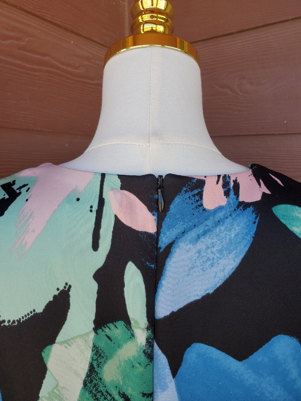 Vince Camuto Floral Scuba Ruffle Sleeveless Sheath Mini Dress Women's Size 10 - Picture 9 of 16